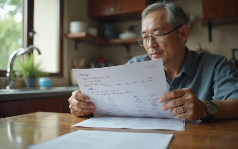 Consumer protection checklist document for aircond service showing what to verify before paying for any repair or maintenance work